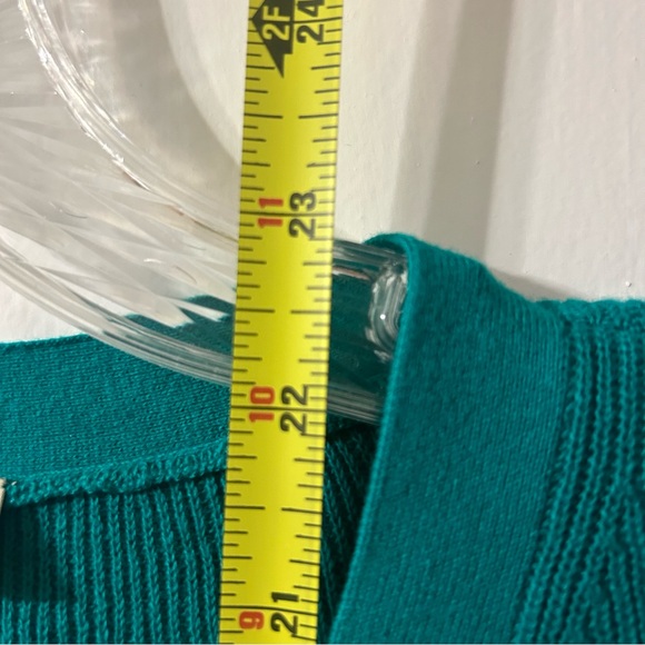 LOFT Teal Green Ribbed Button Down Style Cardigan Sweater Large - Picture 2 of 11